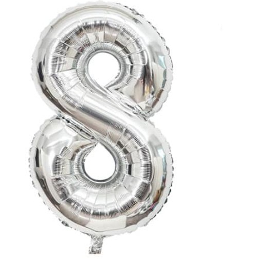 Casey 102cm Silver Balloon Number 8