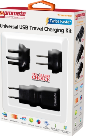 Promate Traverse Multiregional Travel USB Charger