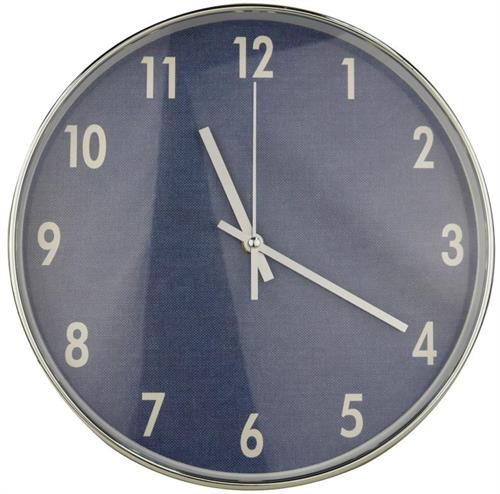 Casey Wall Clock Silver outer rim with Blue
