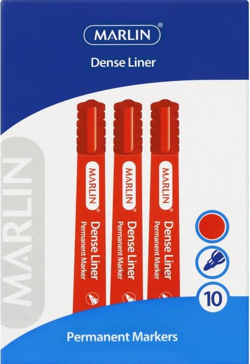 Marlin Dense Permanent Markers 10's Red