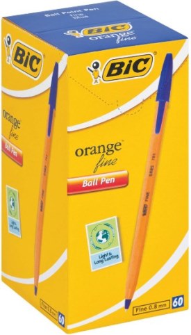 BIC Orange Fine Point Blue Ballpoint Pens