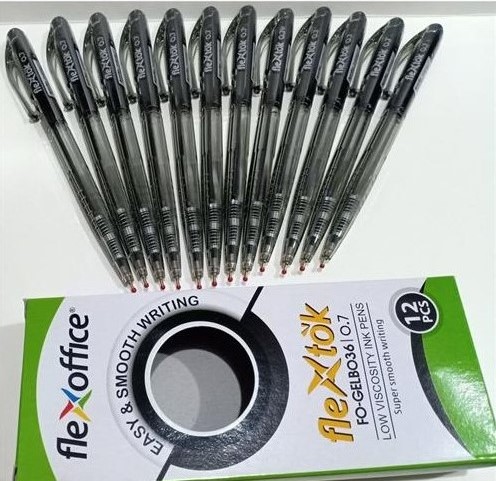 Flexoffice 0.7mm Black Retractable Gel Pens box