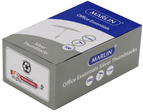 Marlin Office Essentials Thumbtacks 11mm Silver