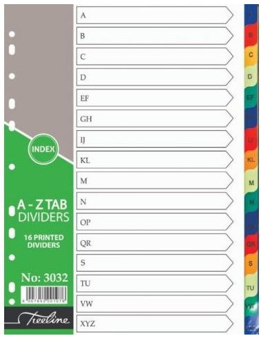 Treeline Pvc Index Divider Tab A