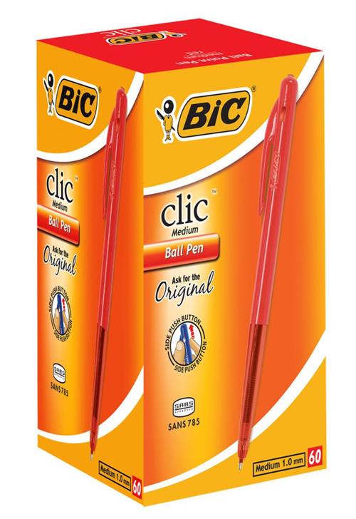 Bic Clic Red Medium Ballpoint Pens with