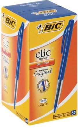Bic Clic Blue Medium Ballpoint Pens with