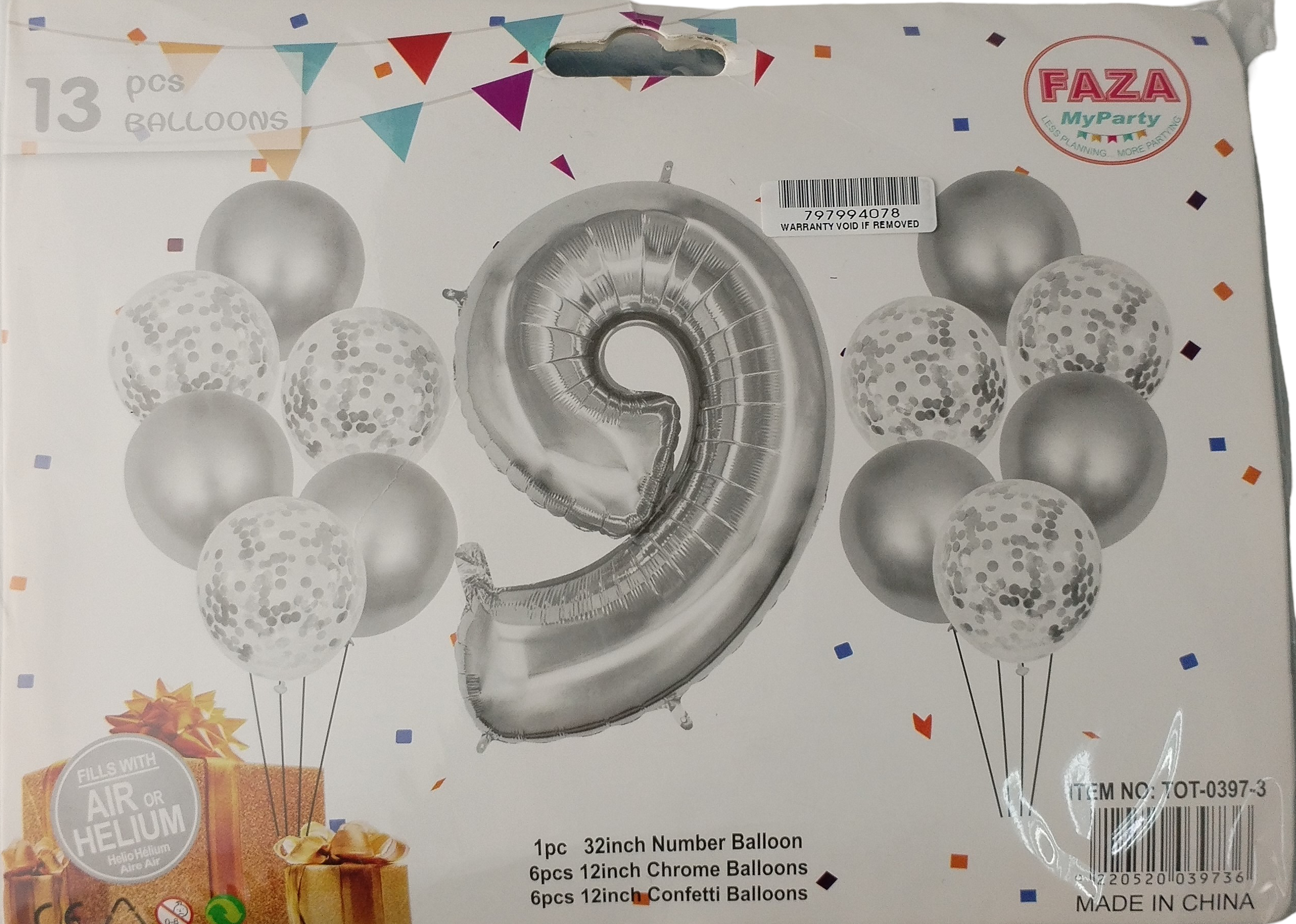 Casey 13pc Silver and White Balloon Set Nr 9