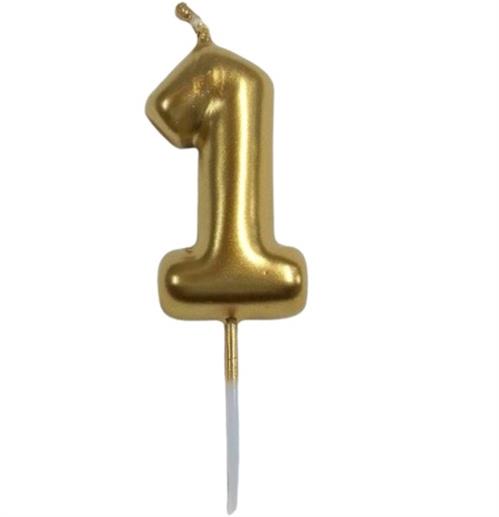 Casey 10cm Gold Numerical Birthday Candle Nr.1
