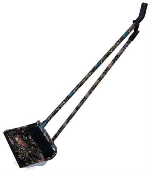 Totally Long Dust Pan Broom Set Black Floral