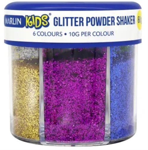 Marlin Kids 6 Colours Glitter Powder Shaker 60g