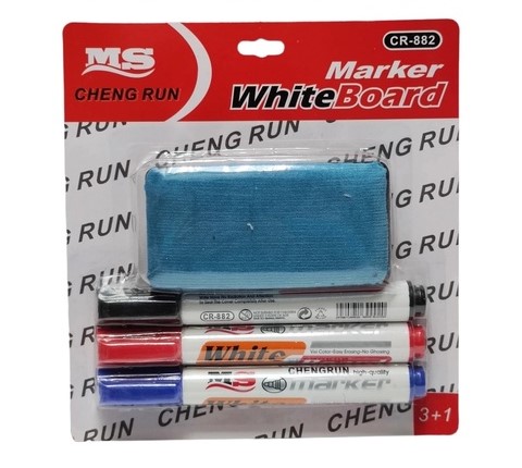 Brainware 3 x Whiteboard Markers and Cleaner Pack