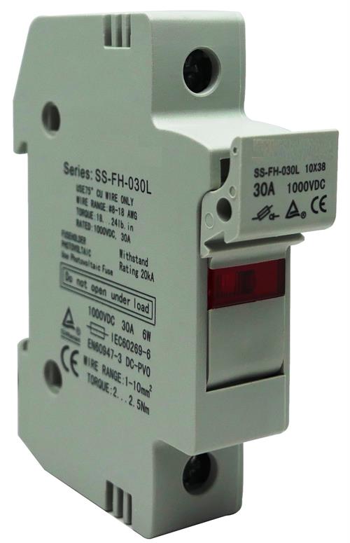 Solarix Rail Mount 1 Pole DC Fuse Holder With LED